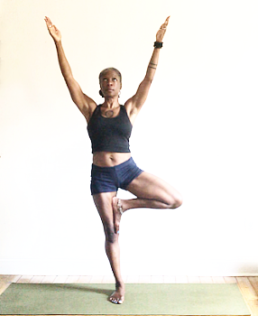 vrksasana. (tree pose variation): foot to inner thigh. never on knee.