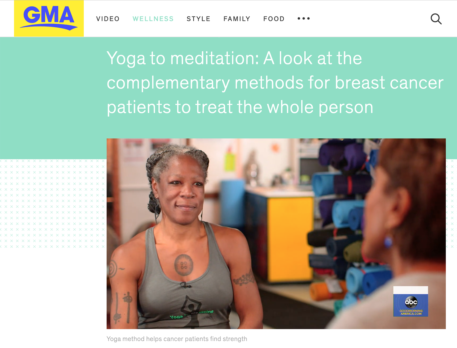 teri gandy-Richardson interviewed by Robin Roberts of Good Morning America at Park Slope yoga Brooklyn