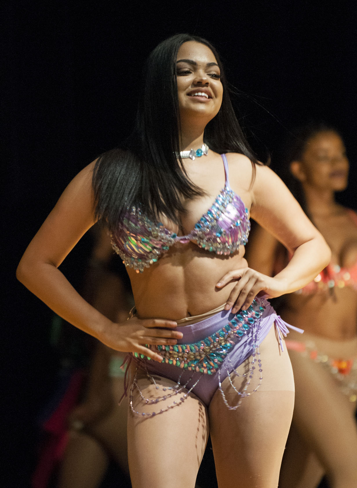 Miss Dominican Republic dances during the Diamonds of the Island Pageant in Heritage Hall on Wednesday, Nov. 29, 2017.
