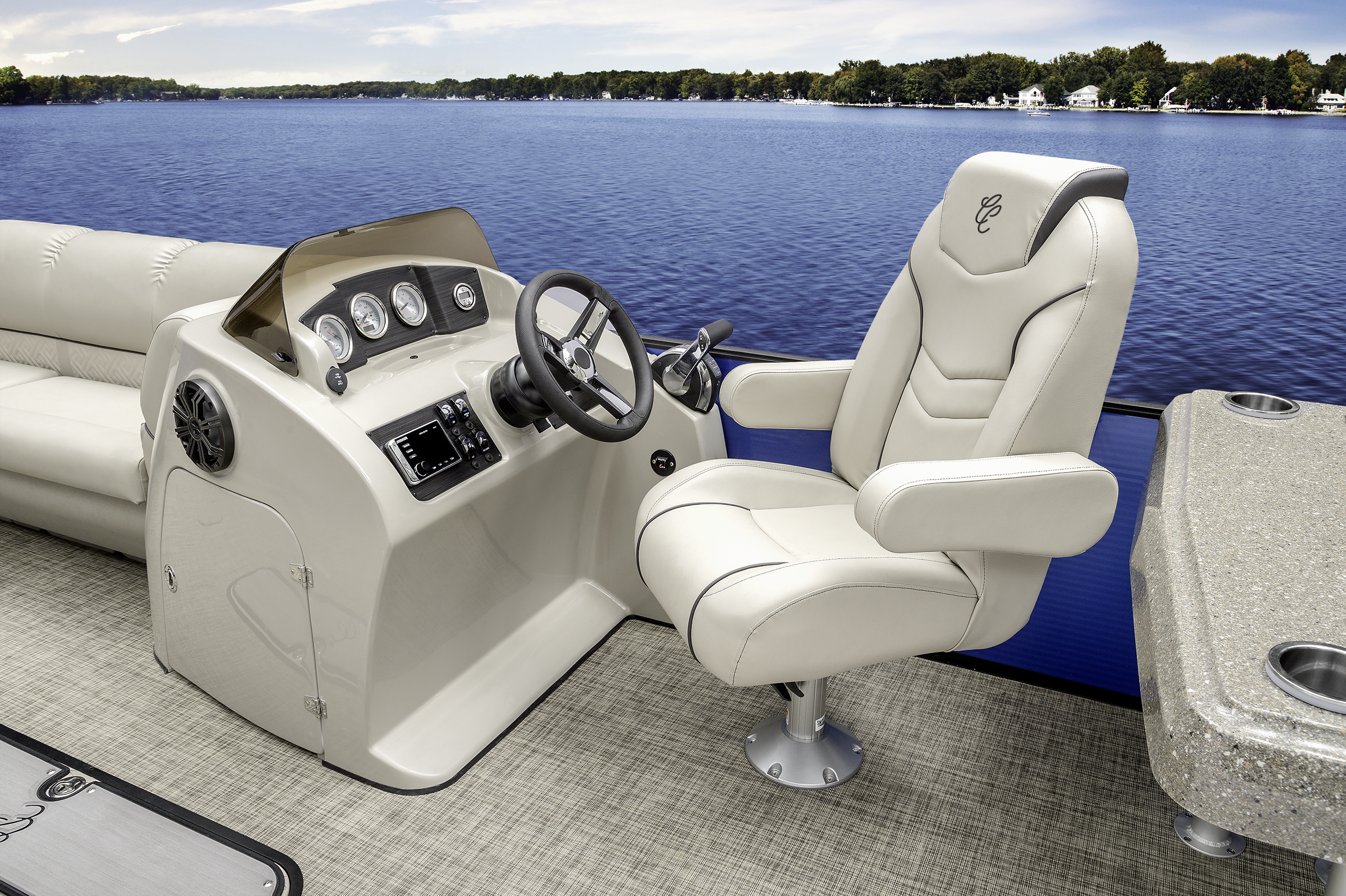 A redesigned helm sseat insured maximum comfort with thick bolters for lower back support. The black accents carry throiught the rest of the interior seating. These accents can be changed based on the sport graphic package selected by the customer.