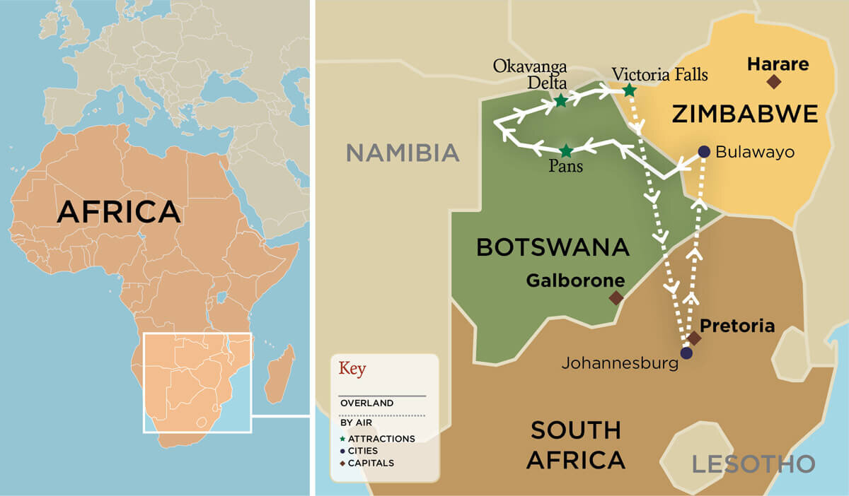 Okavango Delta (Location on the Map)