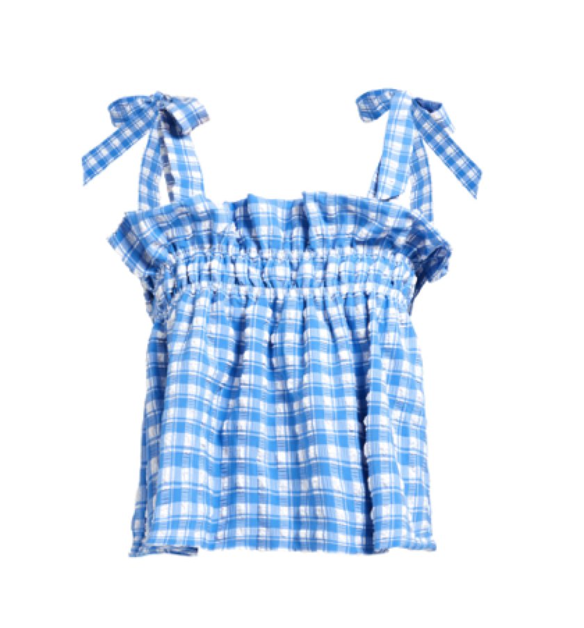 Ganni - Murillo Gingham Seersucker Top