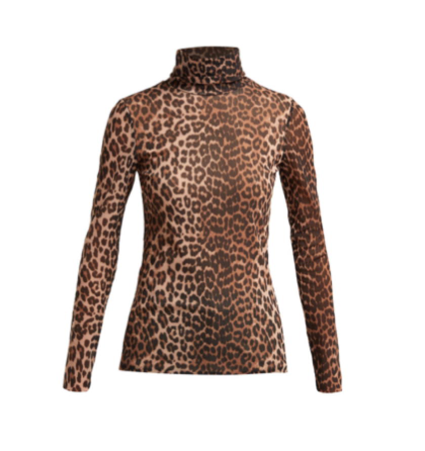 Ganni - Leopard Print Mesh Top