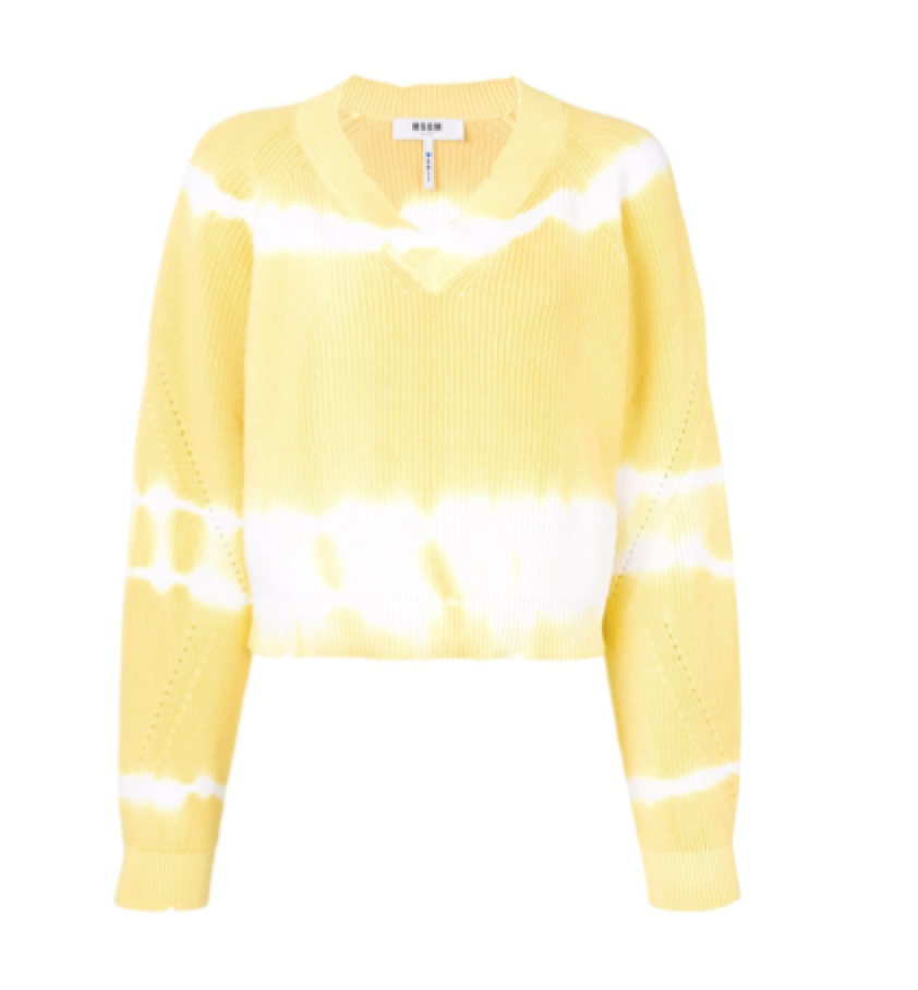 MSGM - V-Neck Tie-Dye Knit Sweater