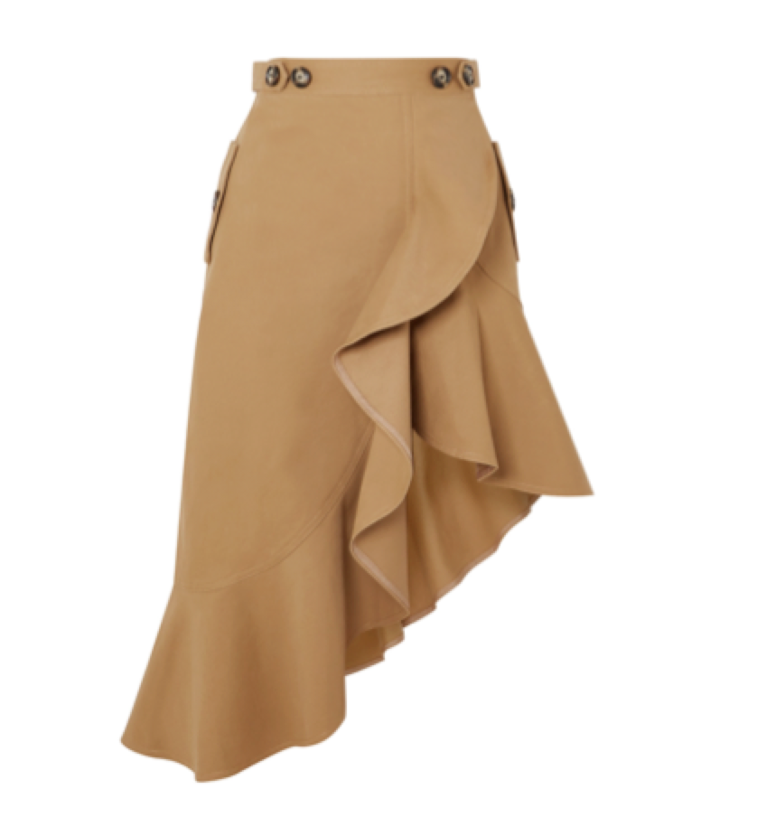Self Portrait - Asymmetric Ruffled Cotton-canvas Skirt