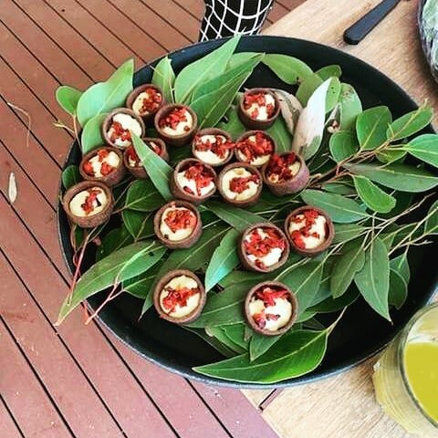 We love sharing pics of the scrumptious native Australian style canap&eacute;s created by @fervorfood. These little morsels are quandong and sandalwood nut tarts with cream.

Guests at the NLE's Yoordaninj-Bah Project Launch enjoyed them at lunch aft