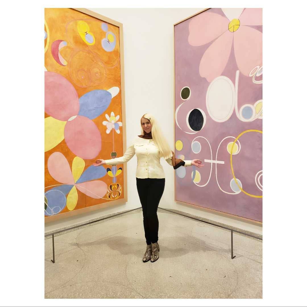 Hilma af Klint "Paintings For The Future" at the Guggenheim in NYC. Photo of Katie Pilgrim by Bailey Carr. 