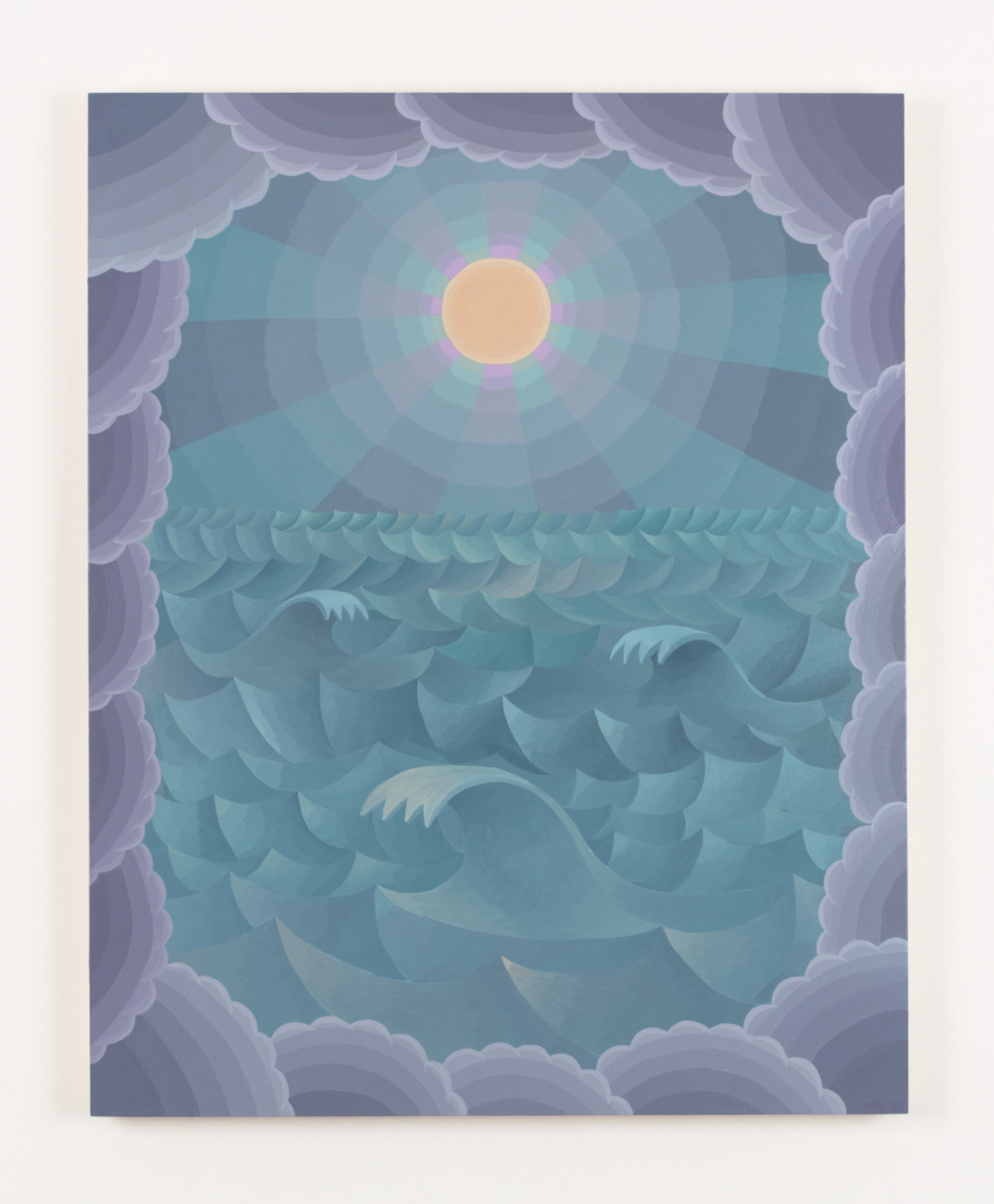 Moon and Waves (Teal, Grey, Lavender)
