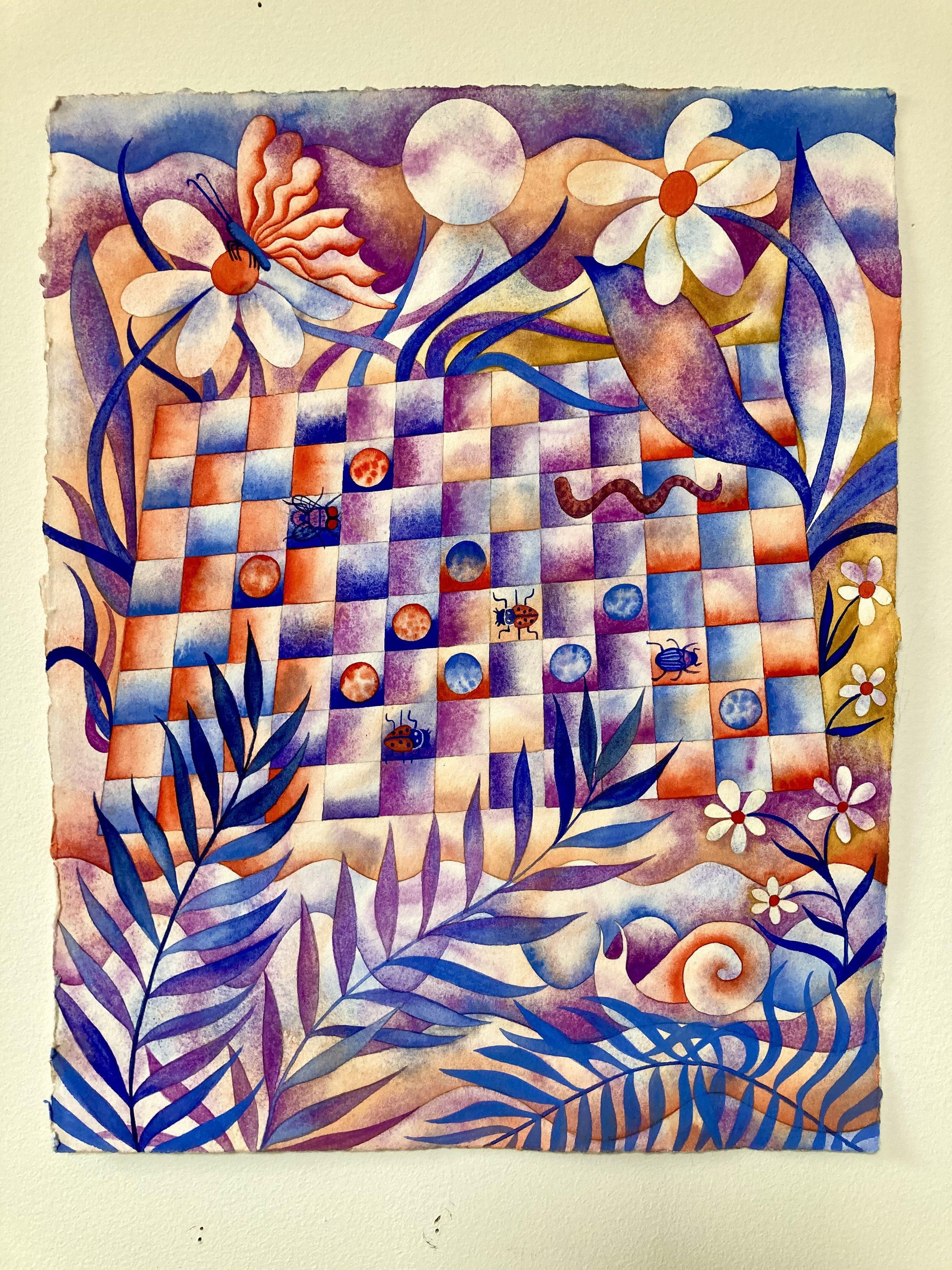 Erika Somogyi, "Forgotten Game," watercolor on paper 11in x14in, 2021.