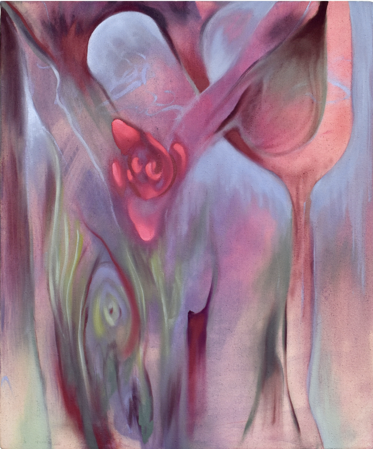 Rebecca Poarch, "Relinquished Desire, A Sleeping Body," Oil and ink on canvas, 20in x 24in, 2022.