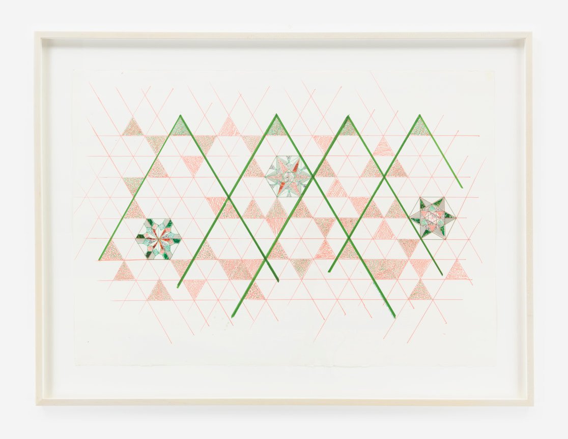  MONIR SHAHROUDY FARMANFARMAIAN   Geometric , 2013  Marker-reverse painting glass and mirror on paper  27 1/2 x 39 3/8 in. 