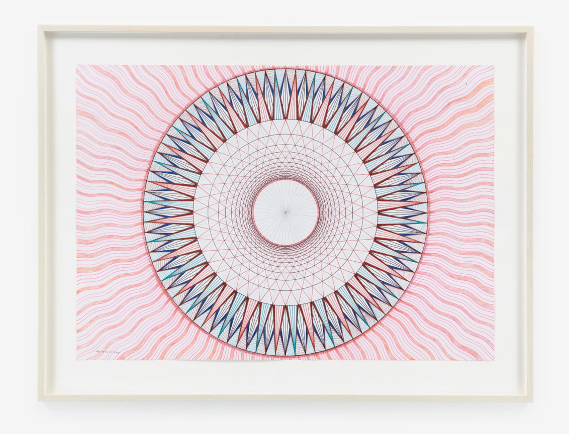 MONIR SHAHROUDY FARMANFARMAIAN   Untitled , 2015  Marker, glitter &amp; colored pencil on paper  27 1/2 x 39 3/8 in. 