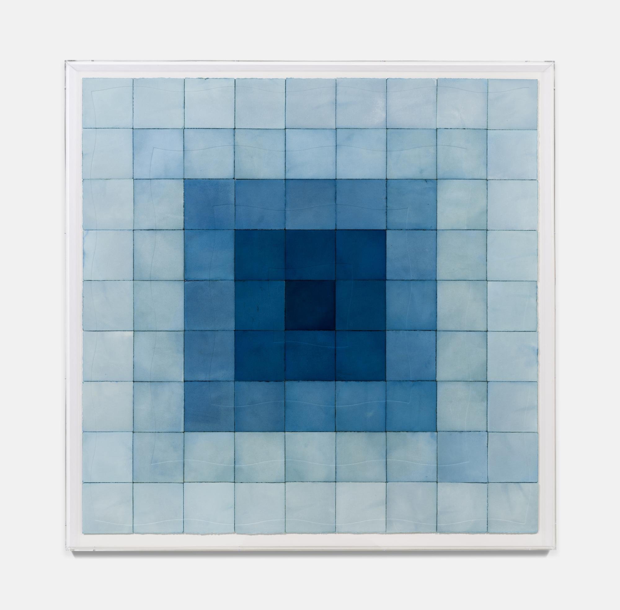   Tidal I,  2022 Indigo and emboss on paper 54 X 54 / 58 x 58 in 