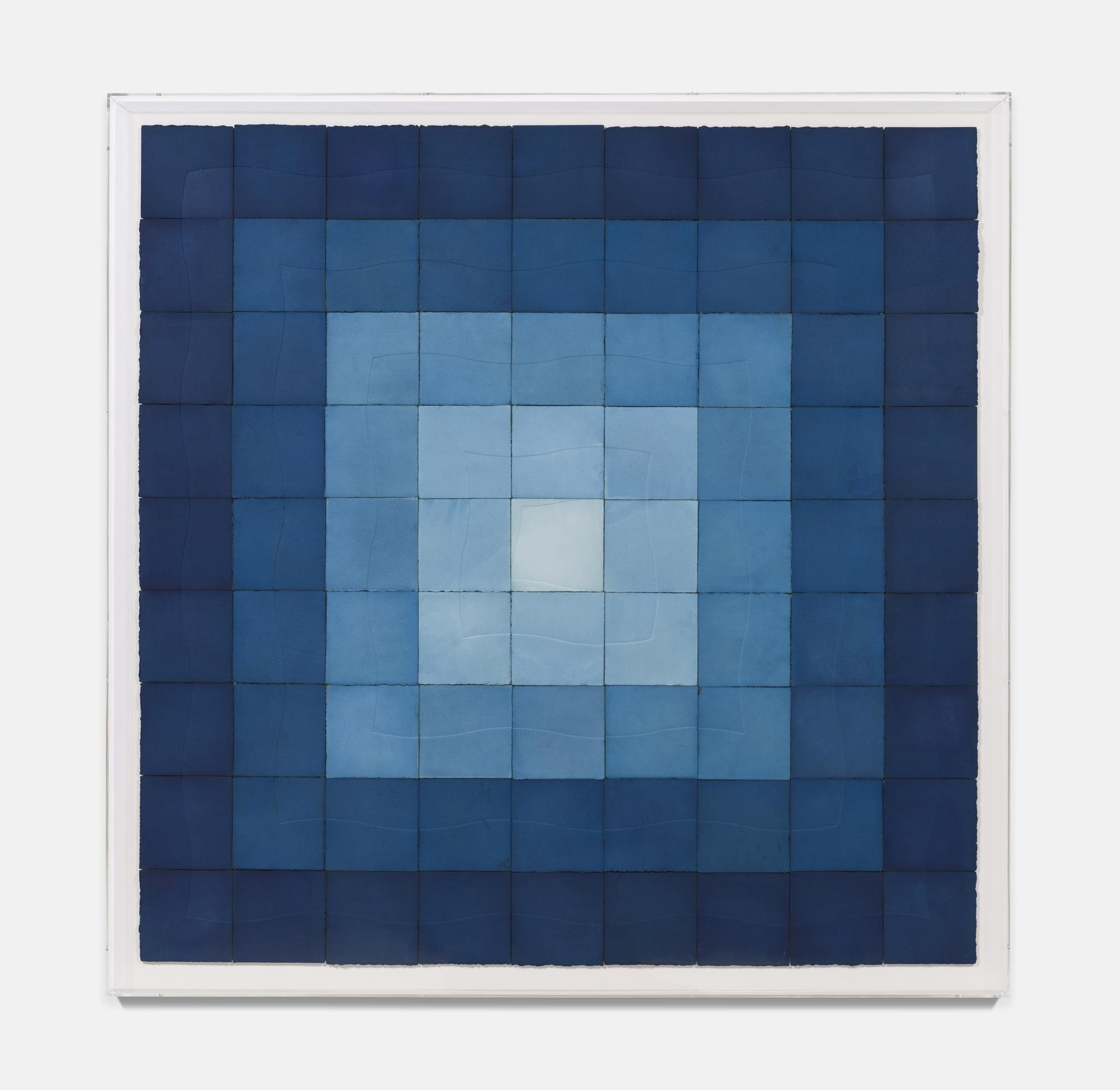   Tidal II,  2022 Indigo and emboss on paper 54 X 54 / 58 x 58 in 