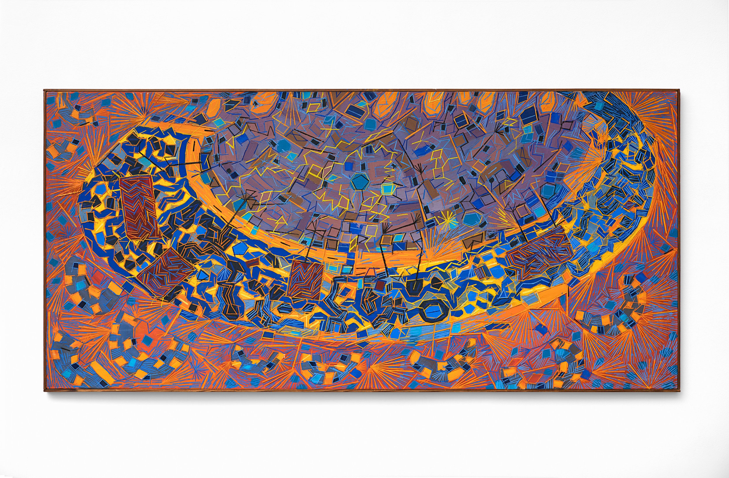Lee Mullican (1919-1998) Universal Barque, 1969  oil on canvas 35 x 75 inches