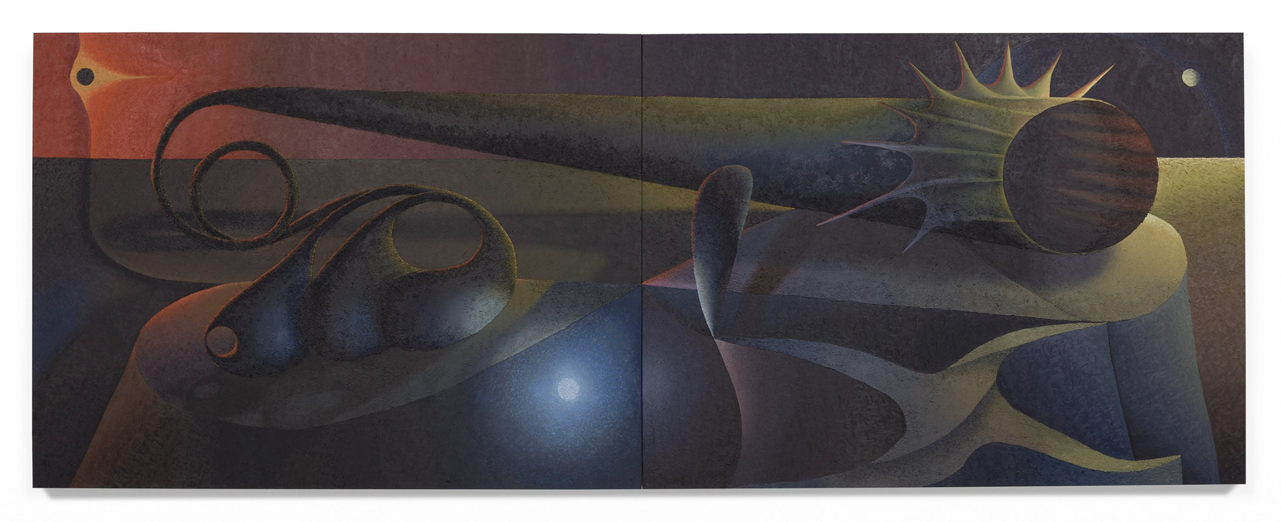 Alicia Adamerovich, "Honky Tonk," 2022, oil, sand and wax on linen, 72 x 192 inches