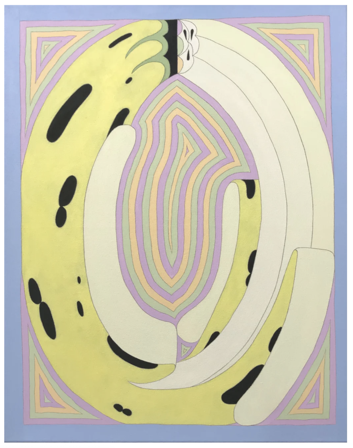  BANANA OUROBOROS, 2022  acrylic and graphite on raw canvas  28 x 22 in 