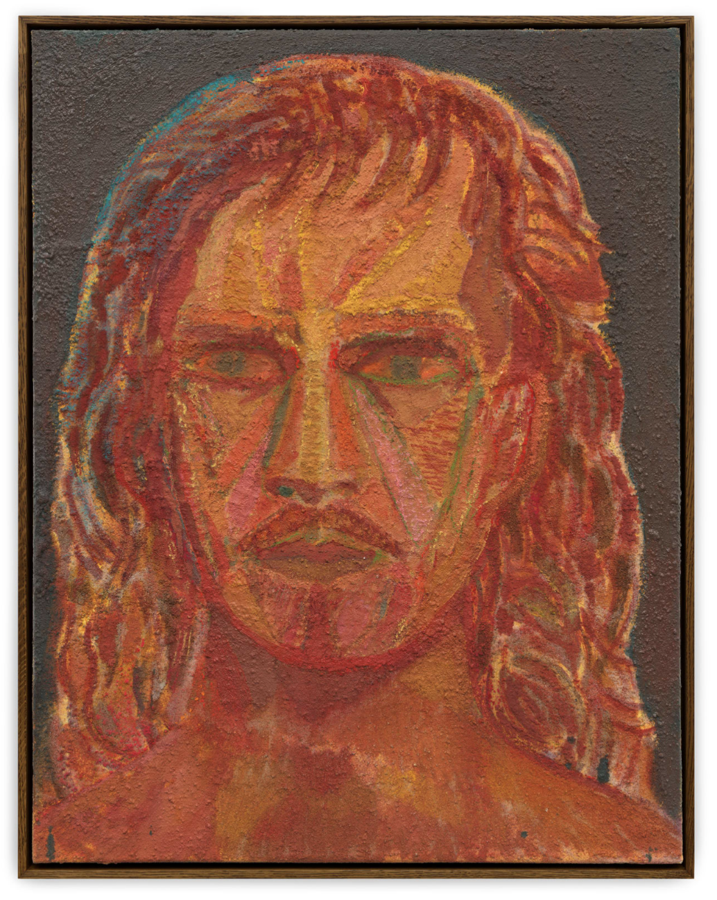    Man with Red Hair , 2023    Oil and sand on canvas    45.8 x 35.5cm (18 x 14in) Framed: 48.2 x 38cm (19 x 15in)  