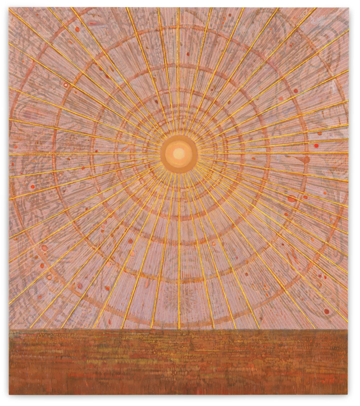    Gash gold-vermillion , 2023    Oil and sand on canvas    244 x 213.4cm (96 x 84in)  