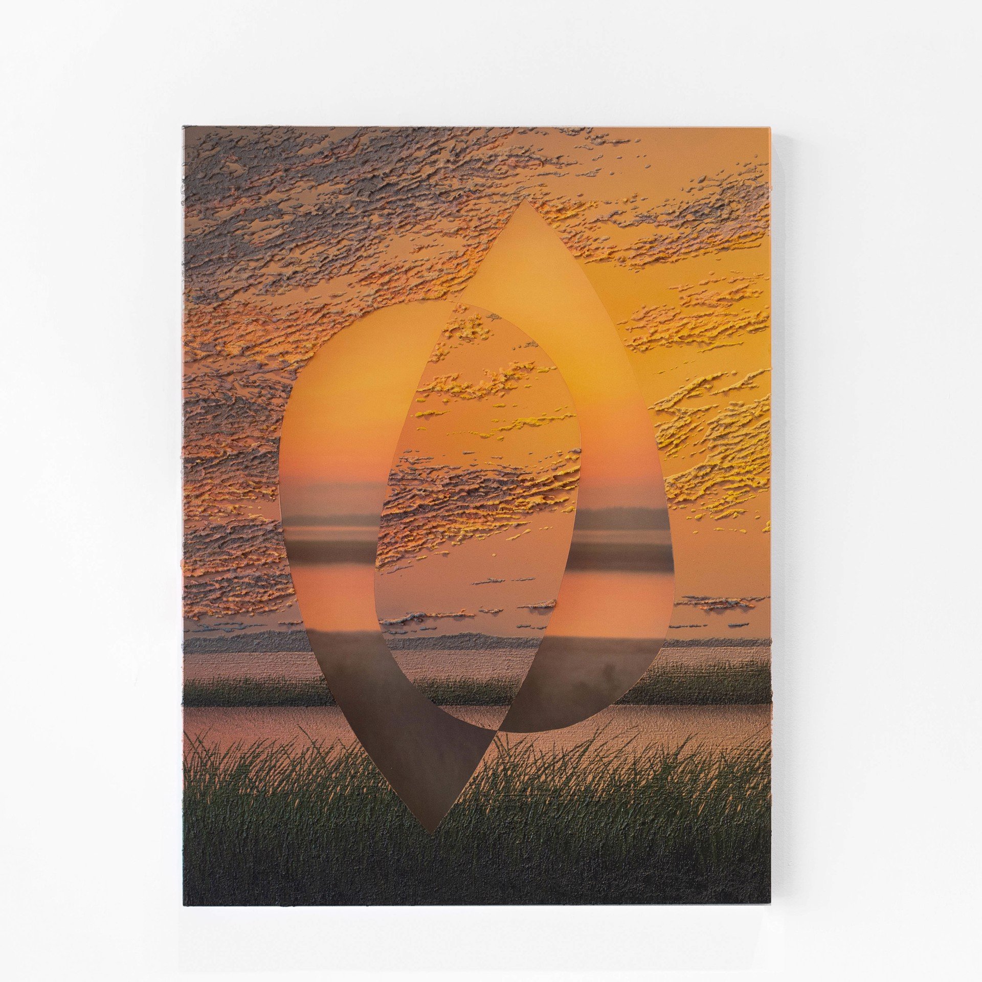    Saskia Fleishman      Duality (Chincoteague), 2023      Acrylic and sand on digitally printed chiffon      31.50 x 24 in   