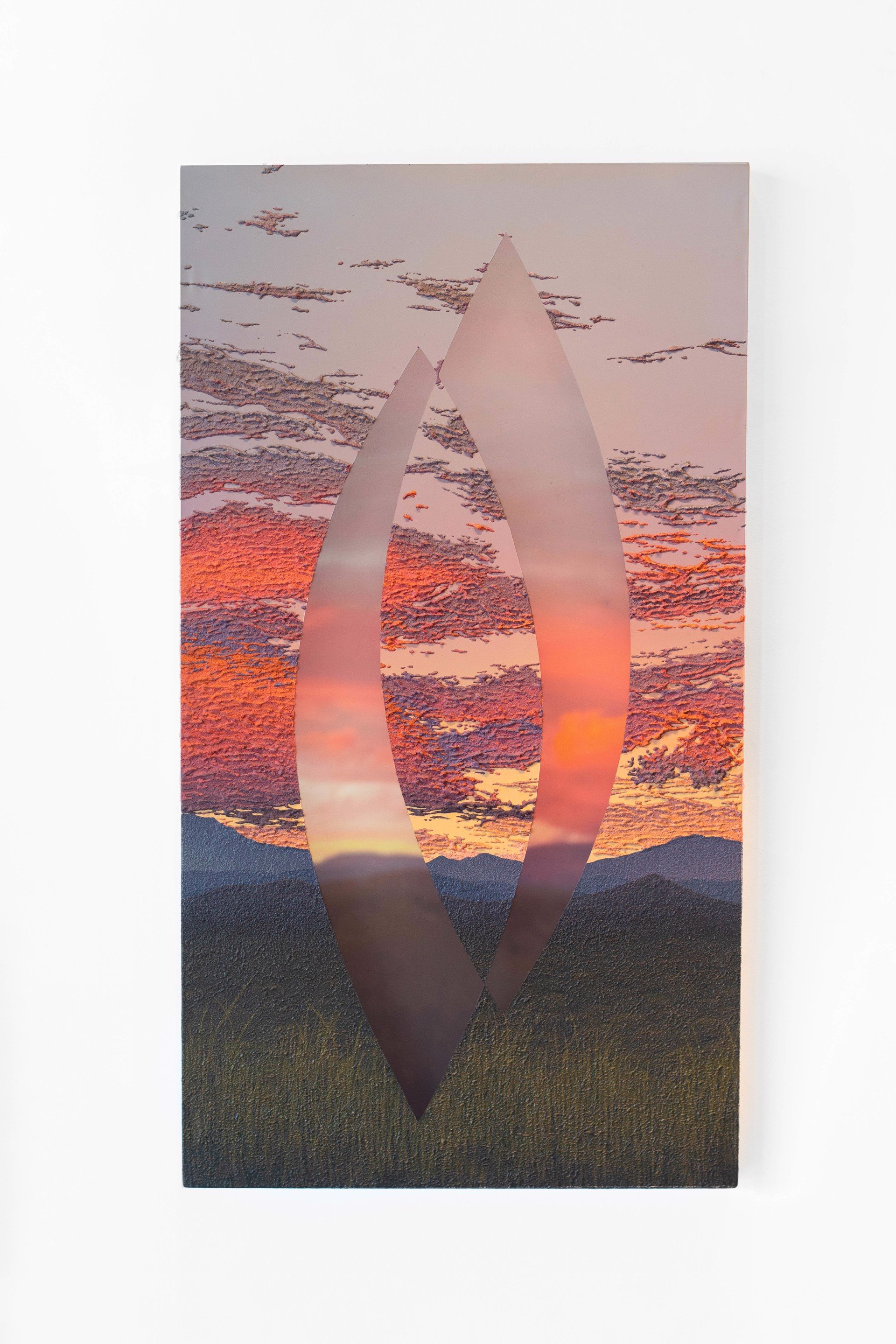    Saskia Fleishman      Torch (Sedona), 2023      Acrylic and sand on digitally printed chiffon      43.50 x 24 in   