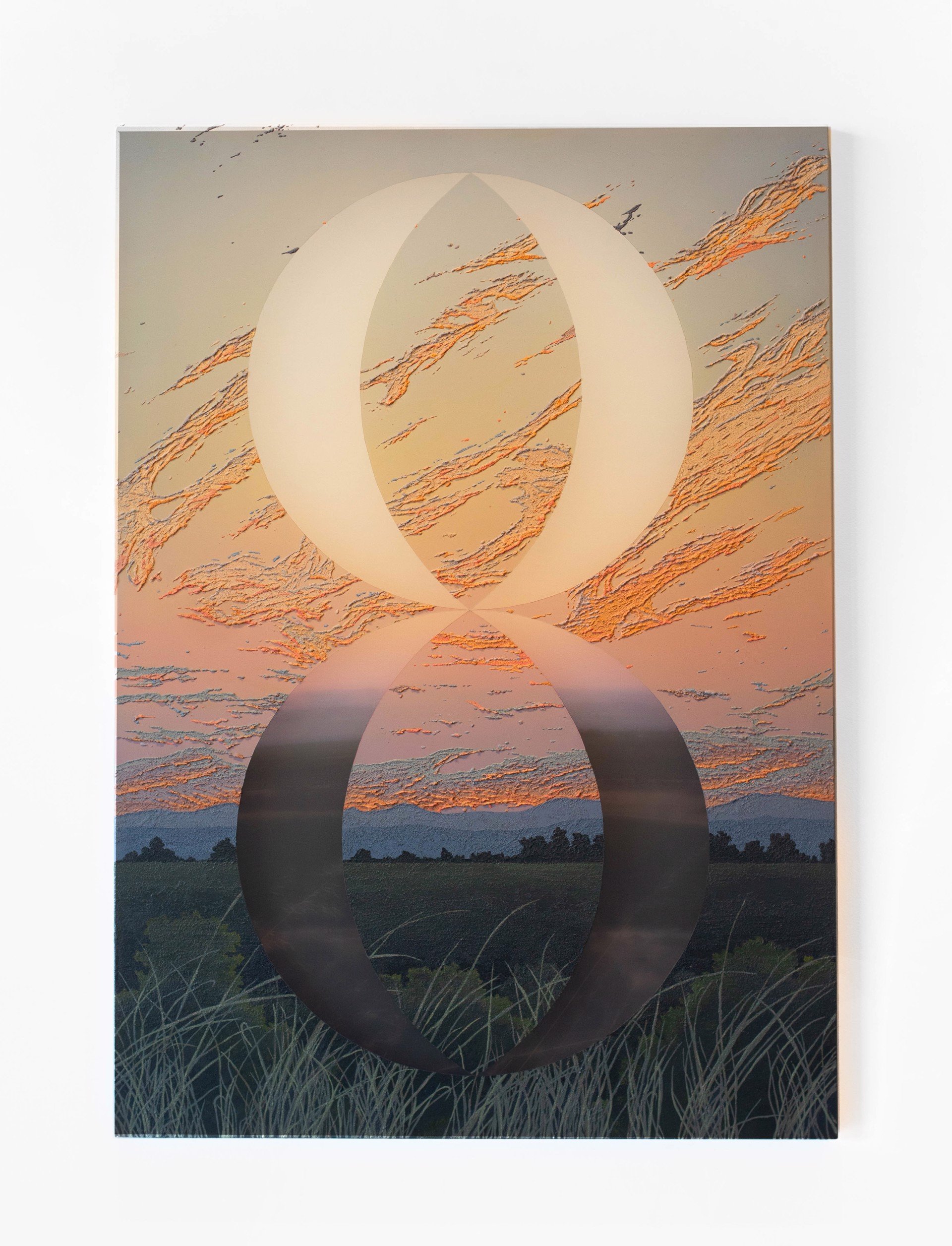    Saskia Fleishman      Infinite (Ojai), 2022      Acrylic and sand on digitally printed chiffon      60 x 41.50 in   