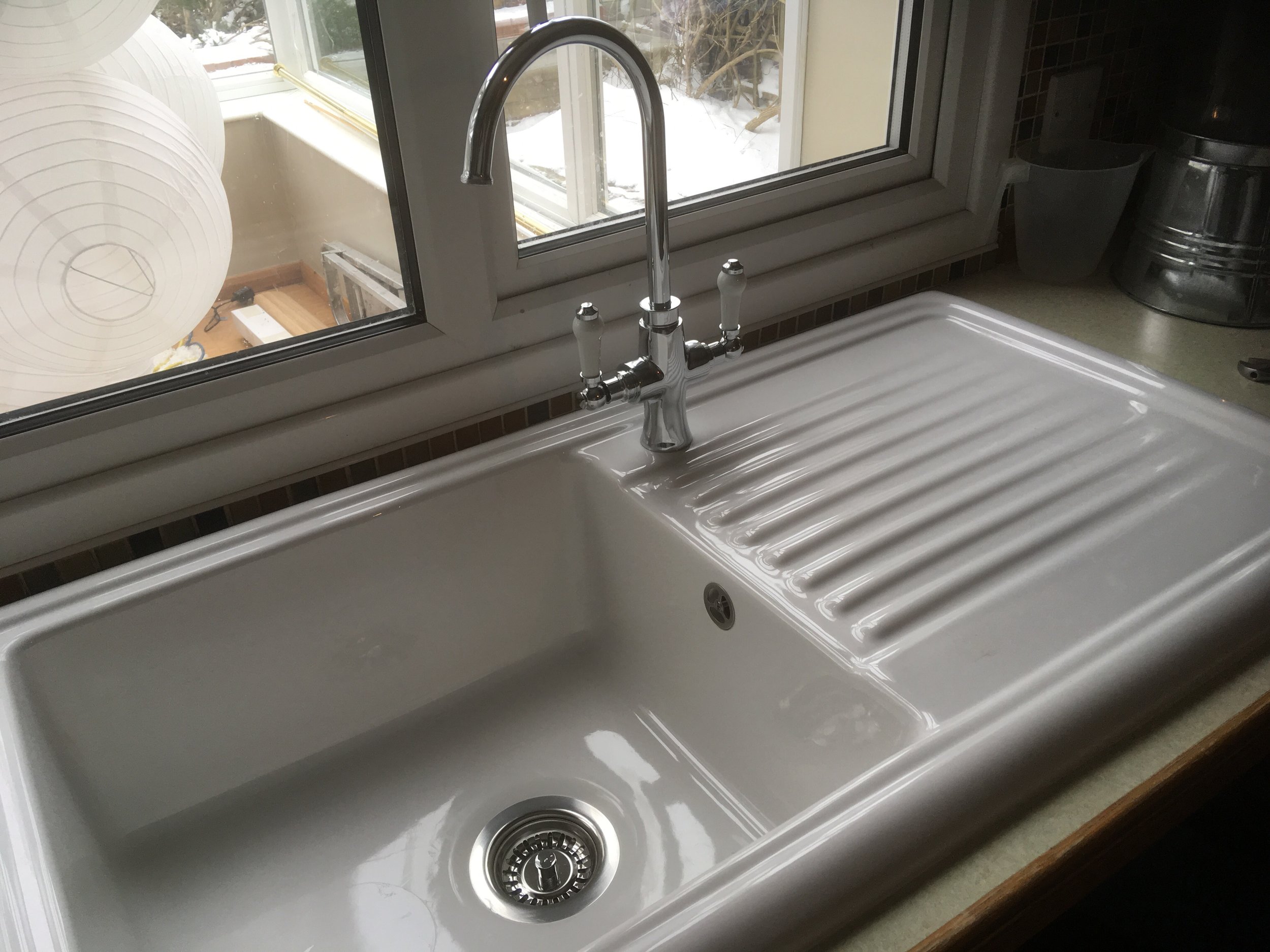 Kitchen Worktop and new Ceramic Sink fitting