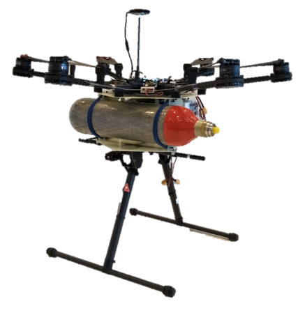 DP-A-3000 fuel cell power system installed onto DJI S800 multi-rotor drone.