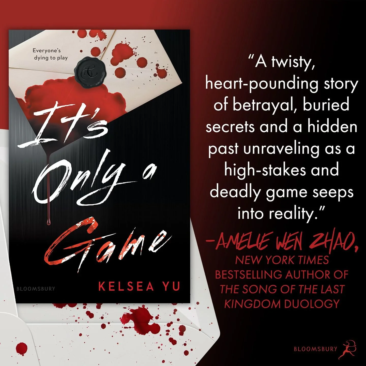 I am over the moon to share this eighth and final author blurb for IT&rsquo;S ONLY A GAME&mdash;this one from @ameliewenzhao!!! Thank you, Am&eacute;lie!!! 🥹🥰🖤

&ldquo;A twisty, heart-pounding story of betrayal, buried secrets and a hidden past un