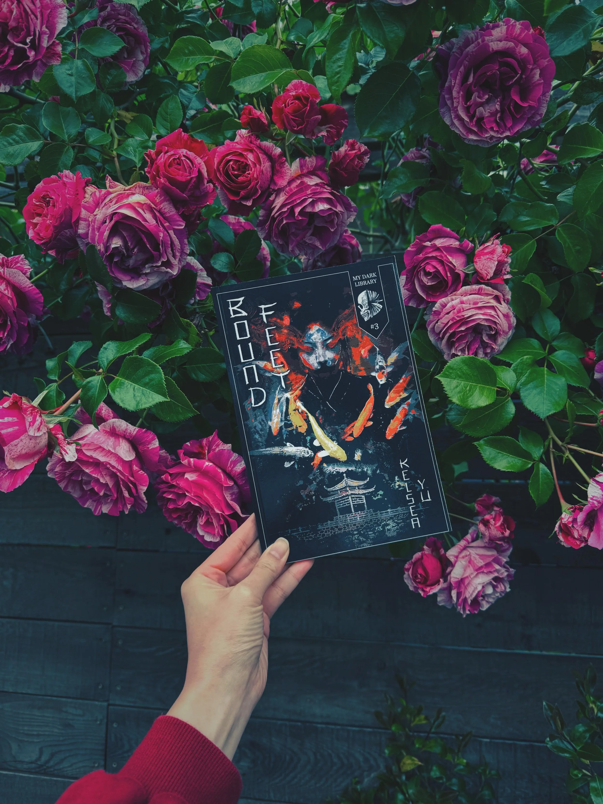 Hello from my firstborn! 👋 Isn&rsquo;t she prettyyyy??

The other day, I was placing a copy of BOUND FEET on the little free library shelf at a caf&eacute; when someone seated at a nearby table saw the cover and said it looked awesome. He asked abou