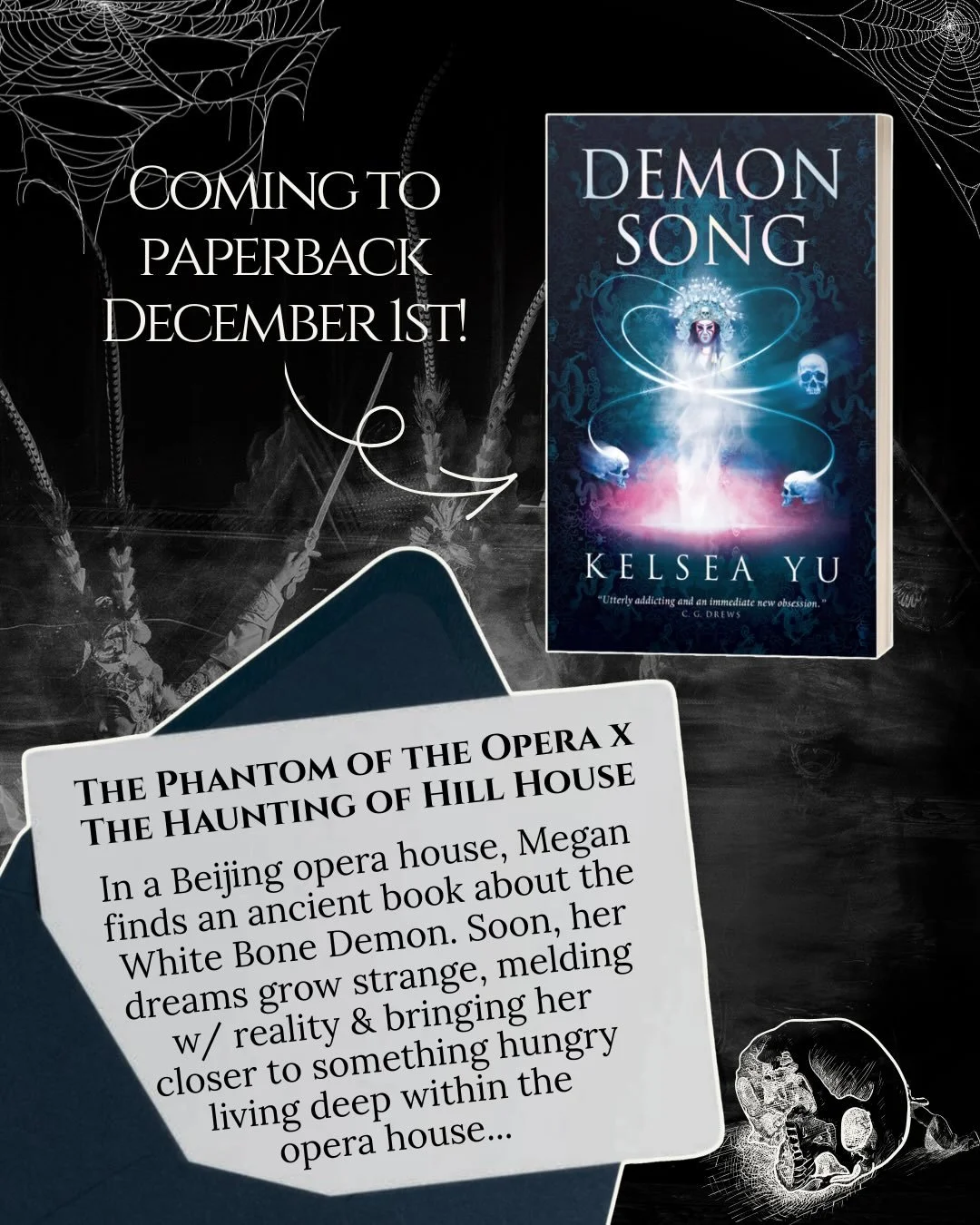 I&rsquo;m excited to share that DEMON SONG is getting a paperback release on December 1!! This will be the first book of mine that&rsquo;s out in four formats: hardcover, paperback, ebook, and audio! 🥳

The paperback is available for preorder now! ?