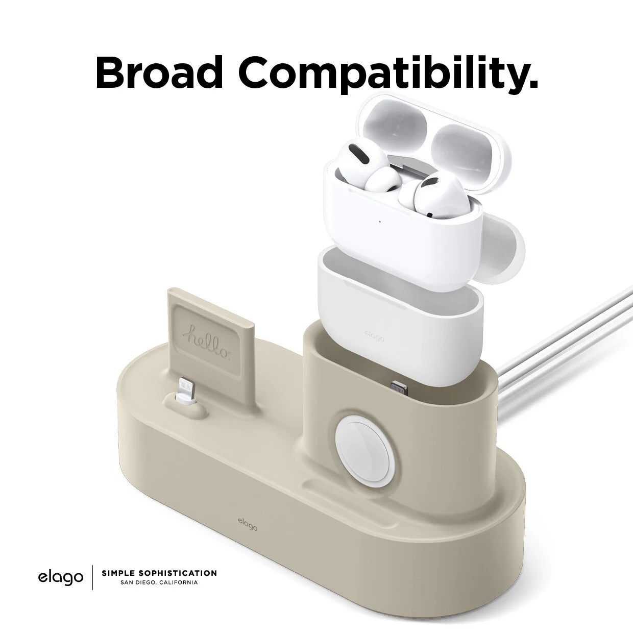 3 in 1 Charging Station Compatible with AirPods Pro (Classic White) — elago