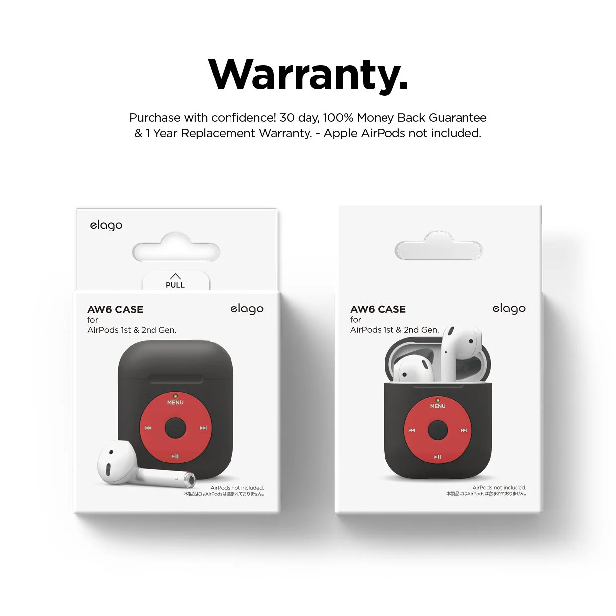 AW6 Airpods Case for AirPods 1\u00262 (Black) — elago
