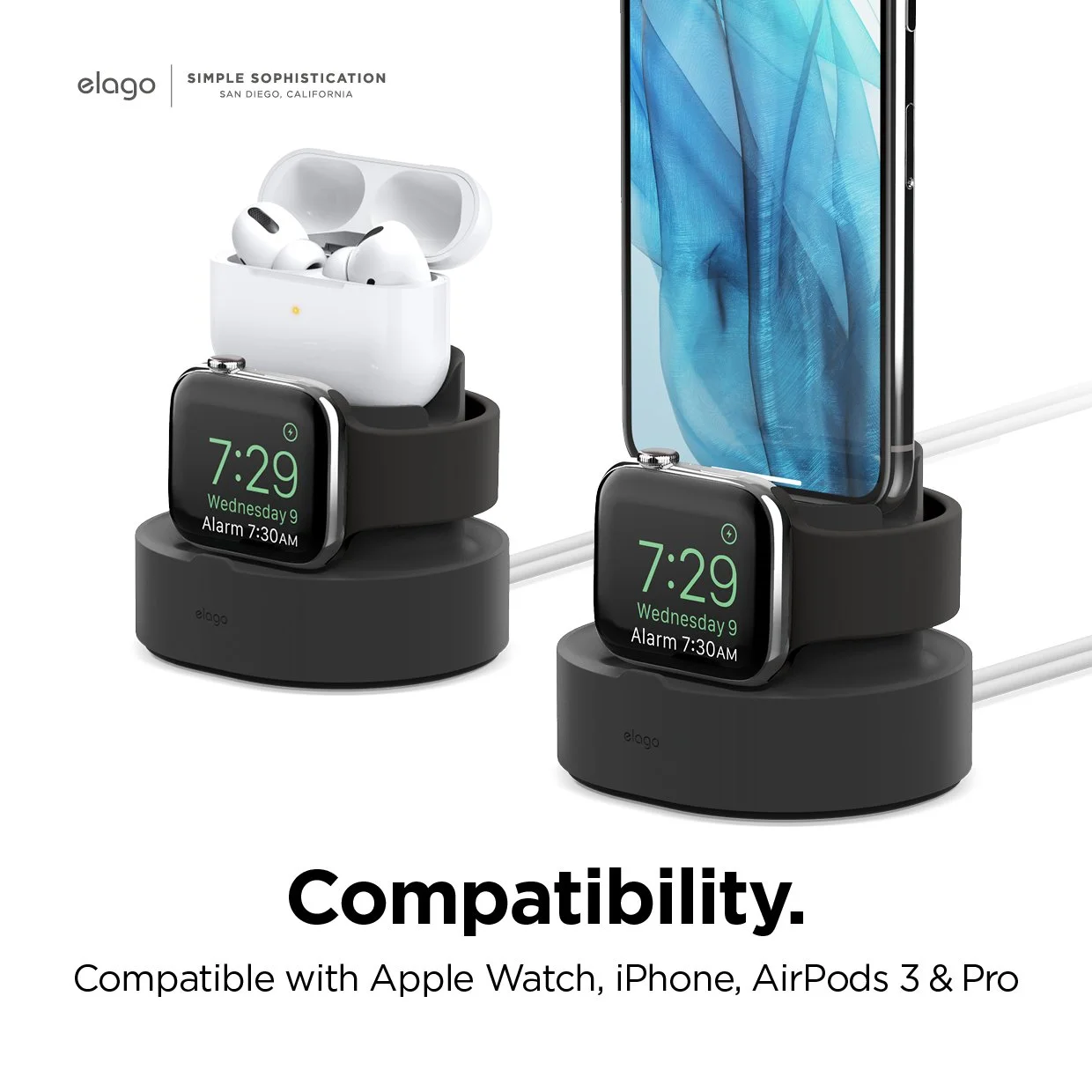 2 in 1 Apple Watch and Airpods Pro Charging Dock (Black) — elago