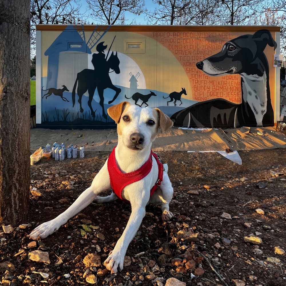 Mural de homenaje al galgo.