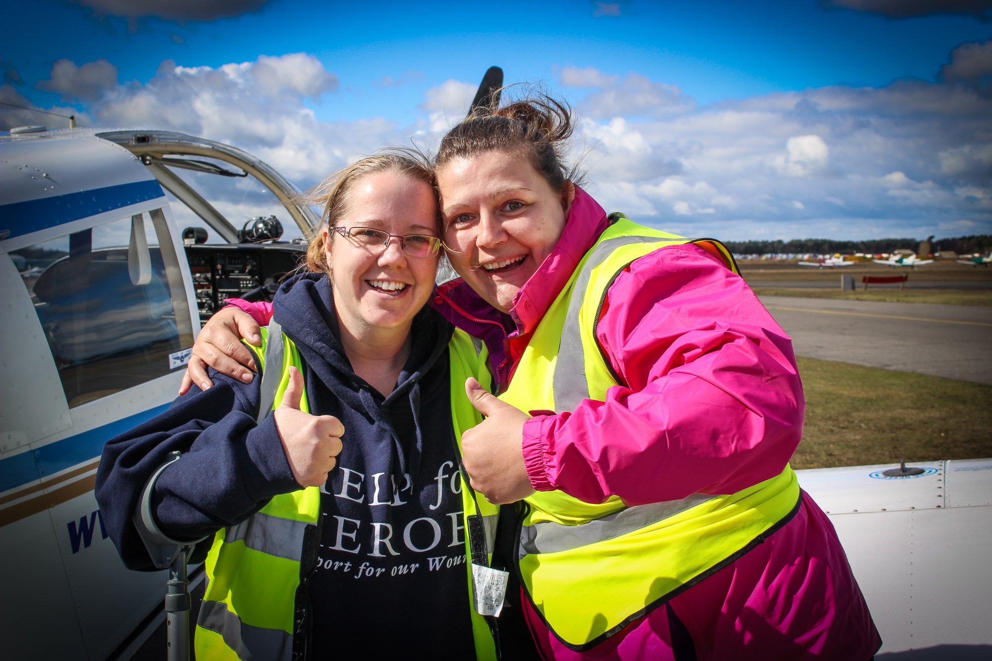 Two wounded soldier ladies take to the sky.jpg