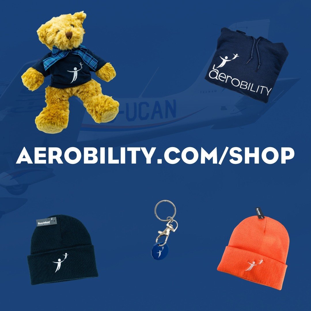 We've got some Aerobility goodies up for grabs in our online shop!

Discover a treasure trove of exclusive Aerobility merchandise, from stylish clothing to aviation-themed books and flight vouchers. Every purchase you make directly fuels our mission 
