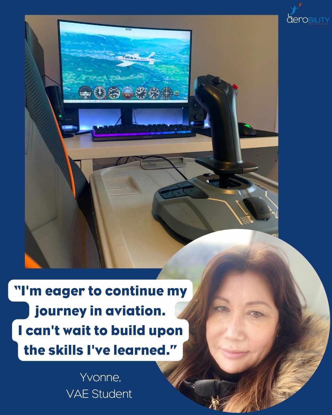 We were touched to receive this amazing feedback from one of our recent VAE students, Yvonne!

Yvonne said &quot;My instructor Laura made me feel completely at ease throughout each of the lessons. Her passion for flying was contagious, and her dedica