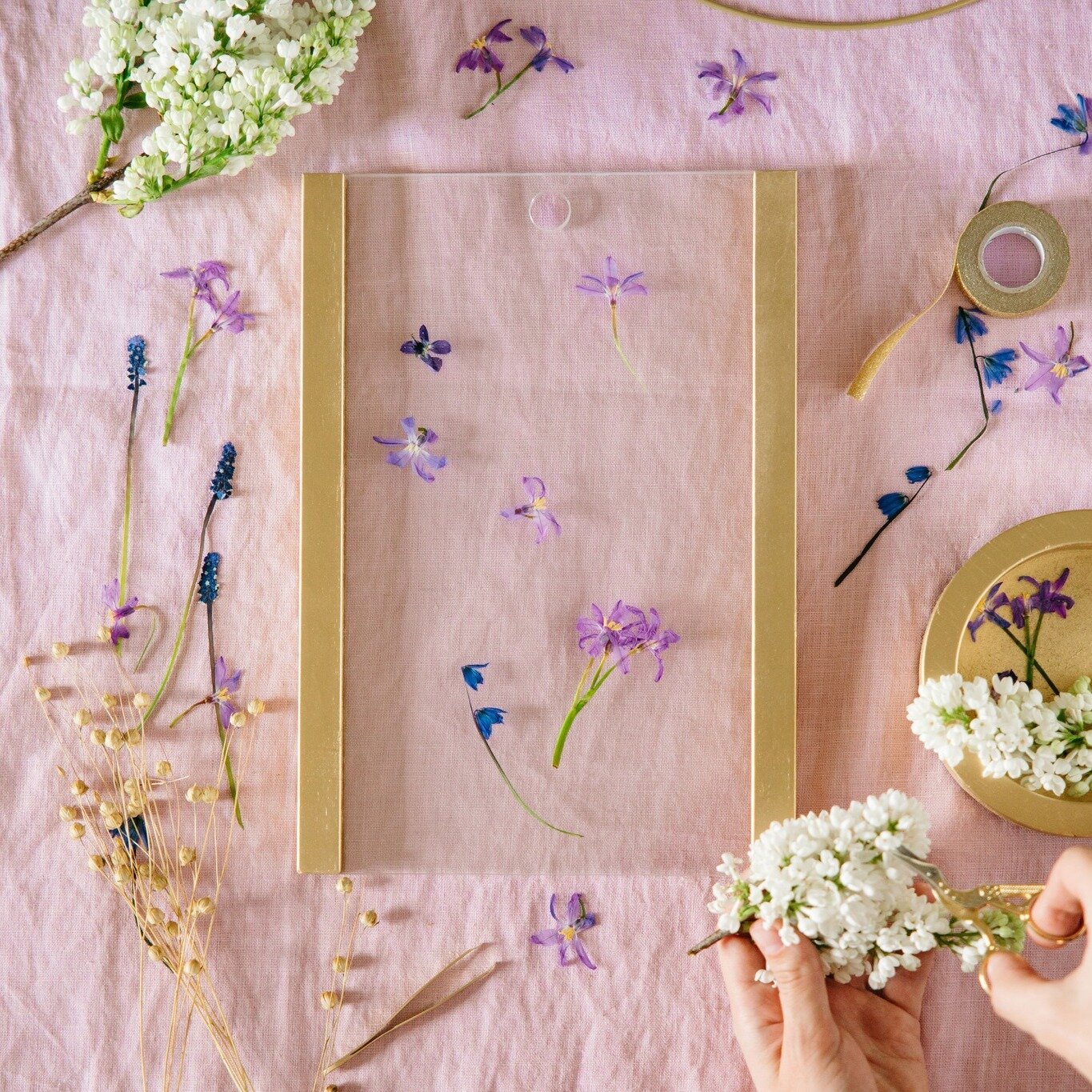 Dried flower frame as a heartfelt mother's day gift, beautifully arranged with lilac and lavender blooms. A sentimental and lasting keepsake.

Pressed flower art wall hanging, delicate and natural, framed in glass, minimalist look, perfect for adding