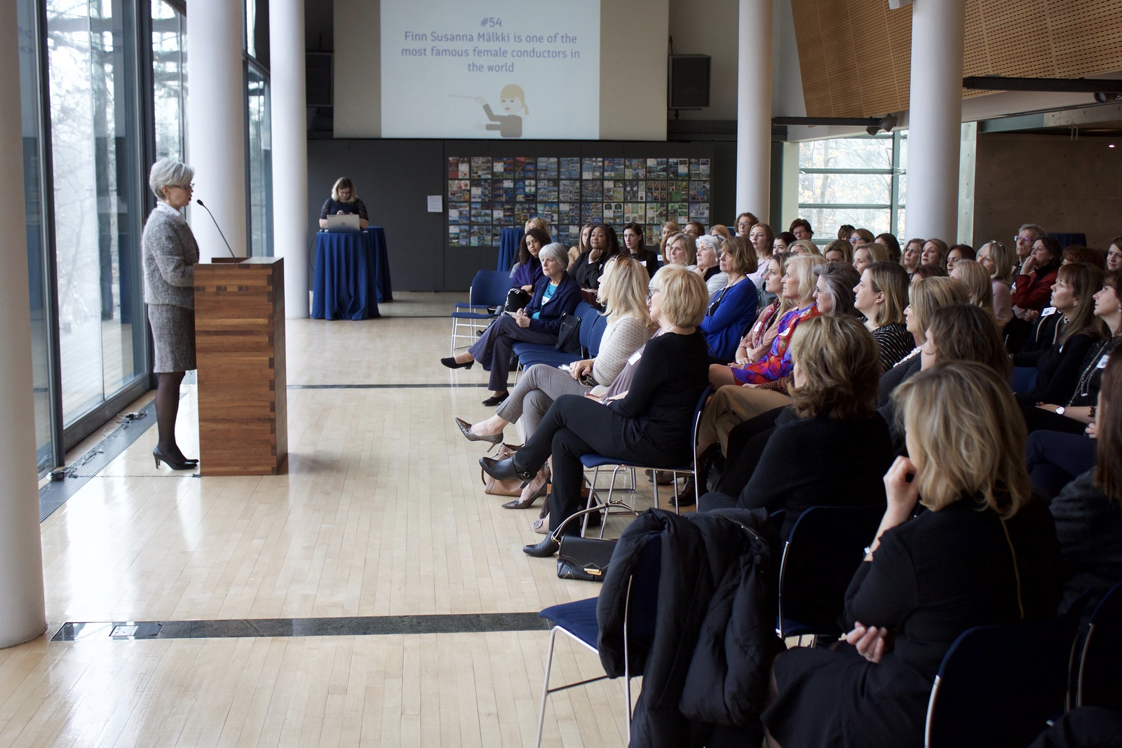 H.E. Ambassador Kirsti Kauppi of Finland, welcoming over 100 WDS members to the architecturally stunning and eco award-winning Embassy of Finland