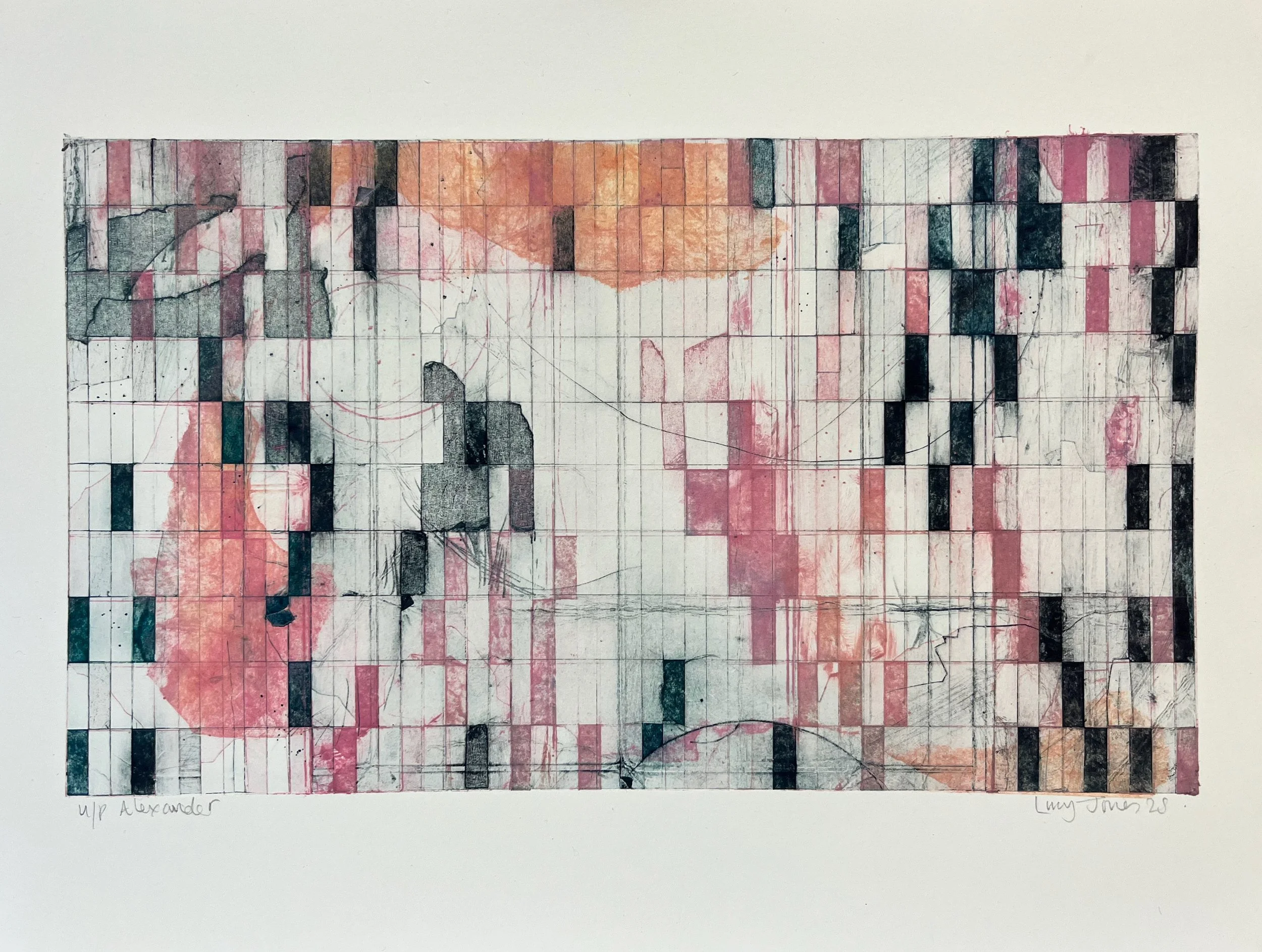 ‘Alexander’   Unique Collagraph with Intaglio, 32 x 19cm