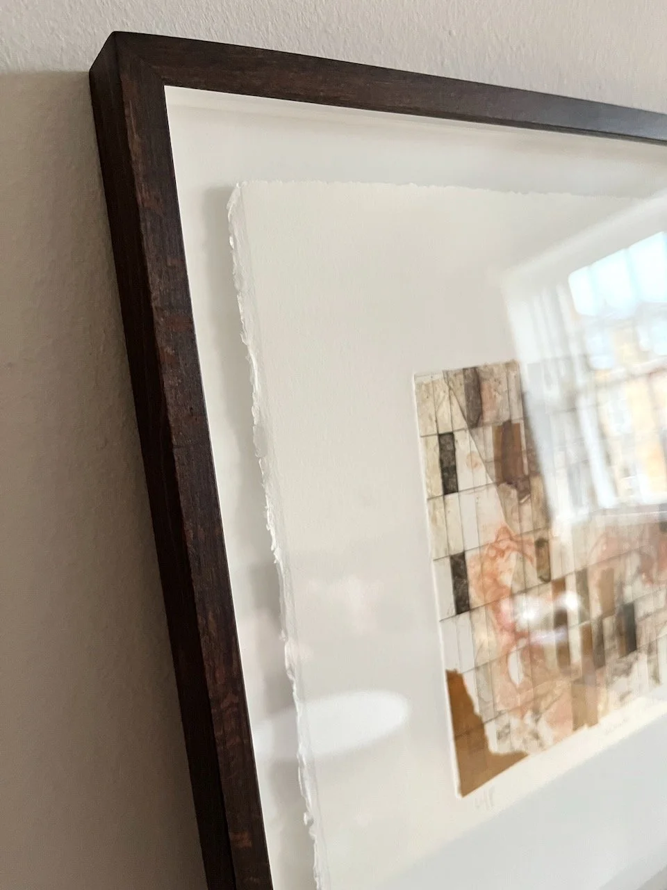  Lucy Jones’ original hand made contemporary prints - grids and layers, simple yet complex, tetrapak intaglio and chine-collé 