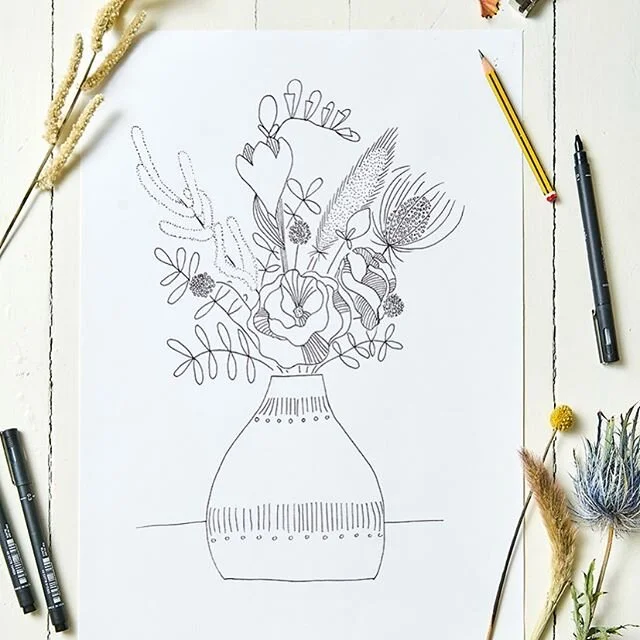 Simplifying &amp; stylising flowers and plants into line and form #illustration #editorialillustration #illustrator #illustratorsoninstagram #floralillustration #natureillustration #vase #artistsoninstagram #linedrawing #penandink #ink