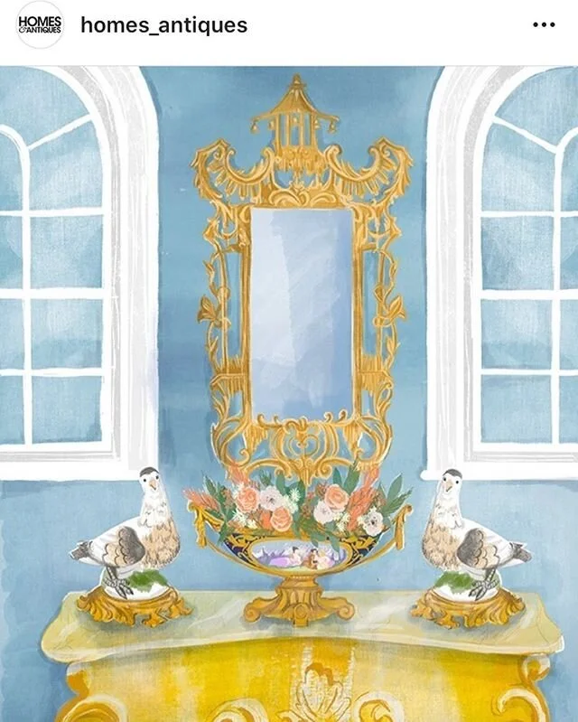 Rococococococo! For @homes_antiques magazine #illustration #illustrator #editorialillustration #interiorillustration #georgianhouse #homes #antiques #rococo
