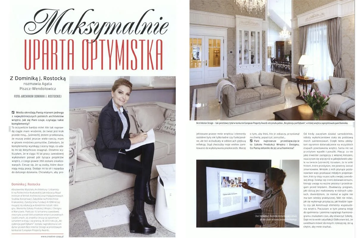 INTERVIEW FOR "RESIDENCE, INTERIOR AND GARDEN  WORLD" MAGAZINE