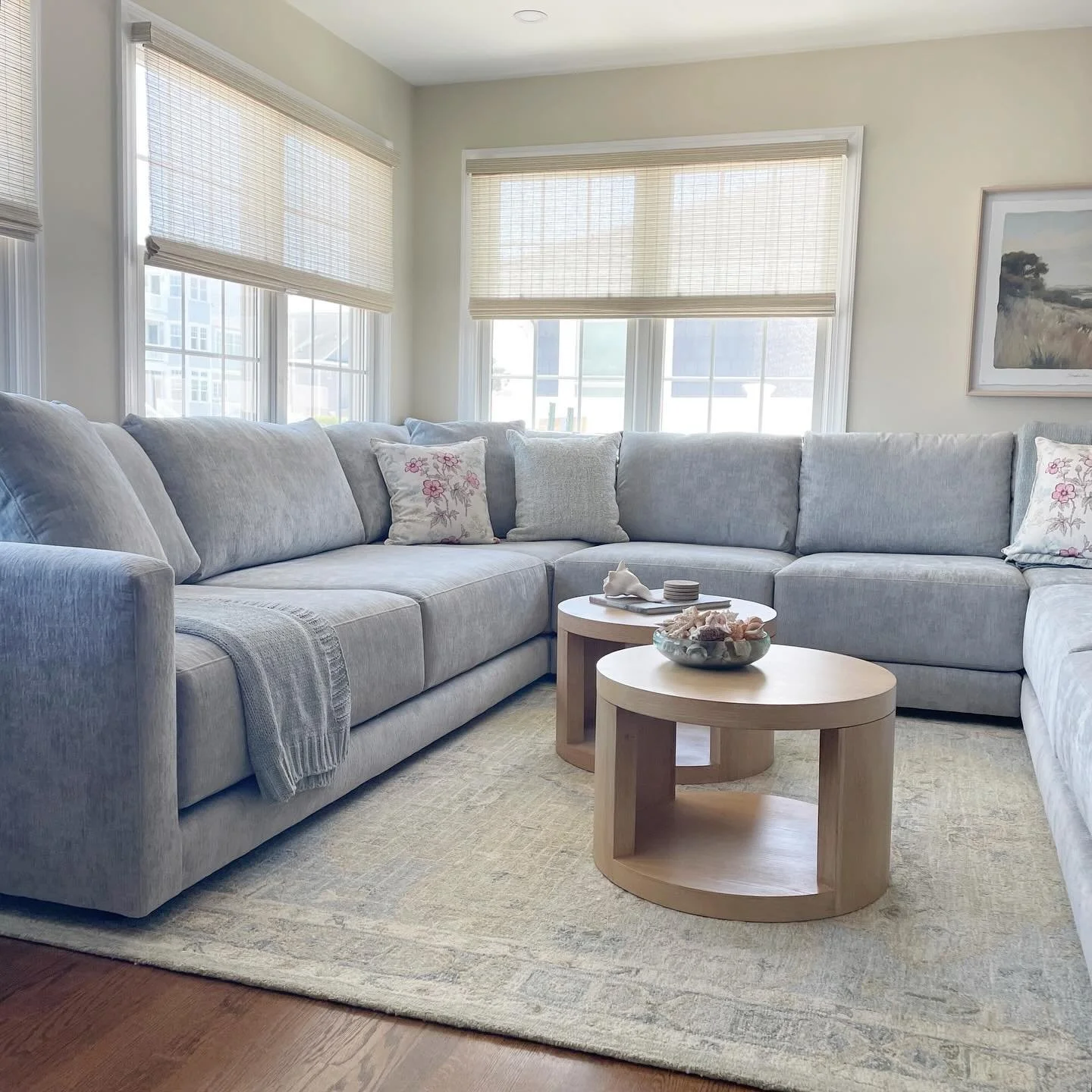 More from the loveliest shore house with the loveliest of clients.  We reoriented the entire space, removing the bar (don&rsquo;t worry, that went to another room), and flipped the game table with the tv and napping area!  The room feels more open an