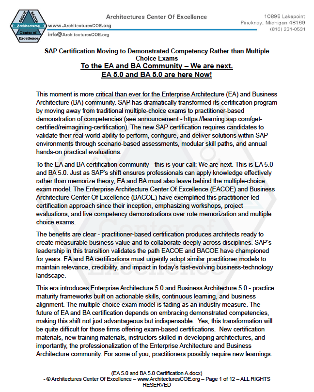 Practitioner Certification Transformation Paper