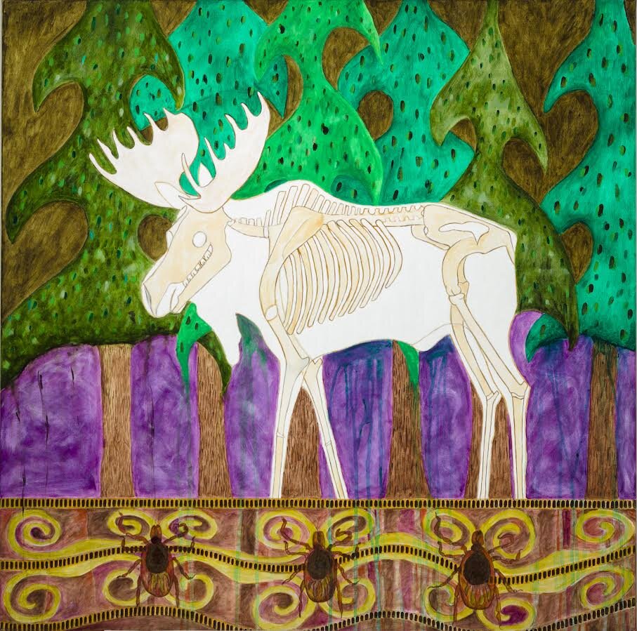 SOLD - Skete’kmuju’ Tiam (Ghost Moose) -  36" x 36", Acrylic on Canvas