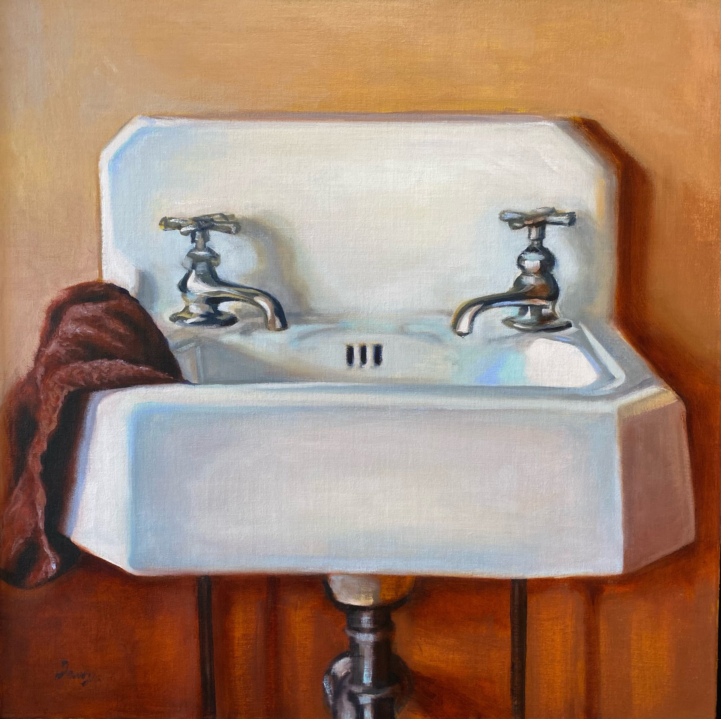 Sink I Salty Towers, 2022 - 24" x 24", Oil on Linen, $1500