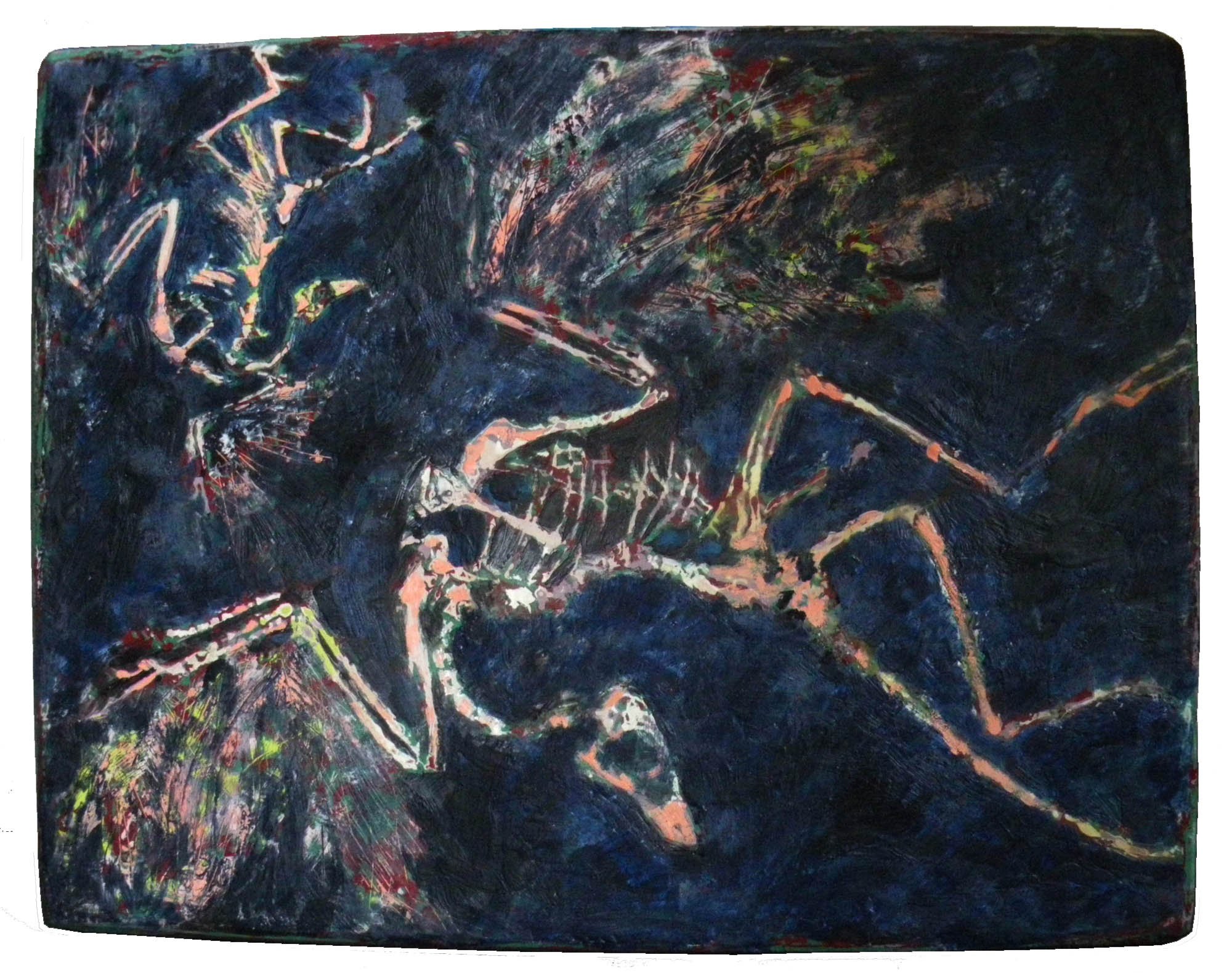 Archeoptyeryx - 2022, 18" x 24", Encaustic on Wood, $1600